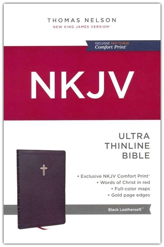 Anglais, Bible, similicuir noir, paroles de Jésus en rouge - NKJV Holy Bible, Ultra Thinline,...