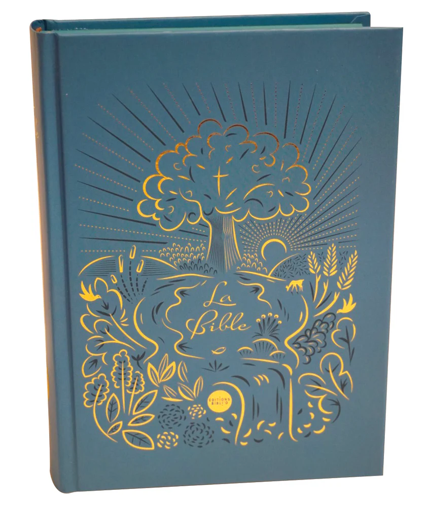 Bible Nouvelle Français Courant - couverture rigide illustrée, sans deutérocanoniques, tranche bleue