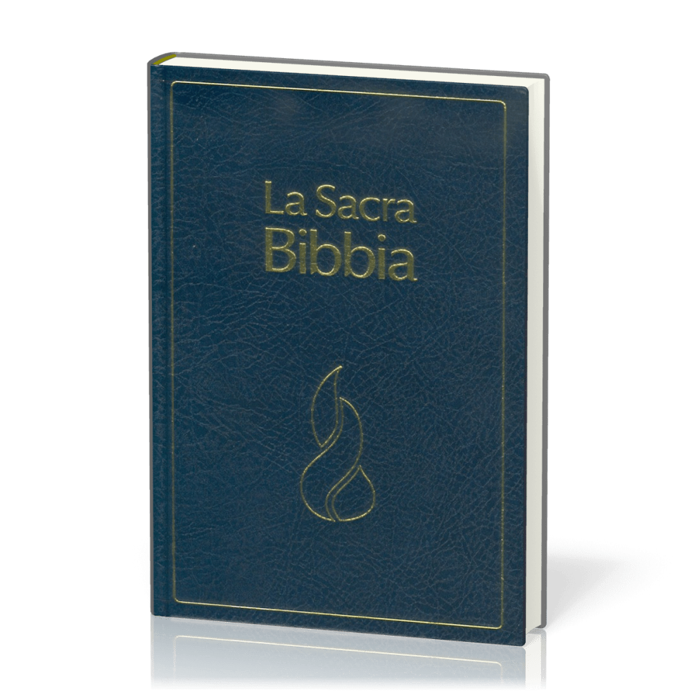 Italien, Bible Nuova Riveduta d'étude à parallèles - rigide bleu, similicuir, tranche blanche