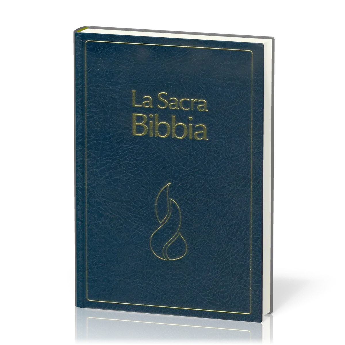 Italien, Bible Nuova Riveduta d'étude à parallèles - rigide bleu, similicuir, tranche blanche