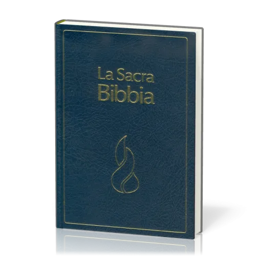 Italien, Bible Nuova Riveduta d'étude à parallèles - rigide bleu, similicuir, tranche blanche