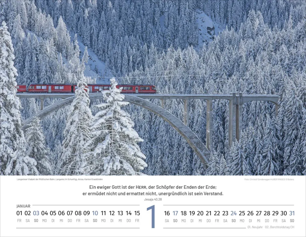 Calendrier Paysages Suisses - Allemand, Calendrier mural