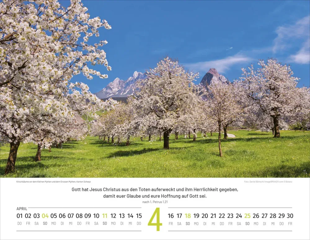 Calendrier Paysages Suisses - Allemand, Calendrier mural