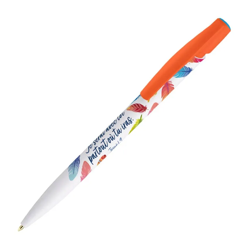 Stylo collection « Je serai avec toi » Josué 1.9 - Orange