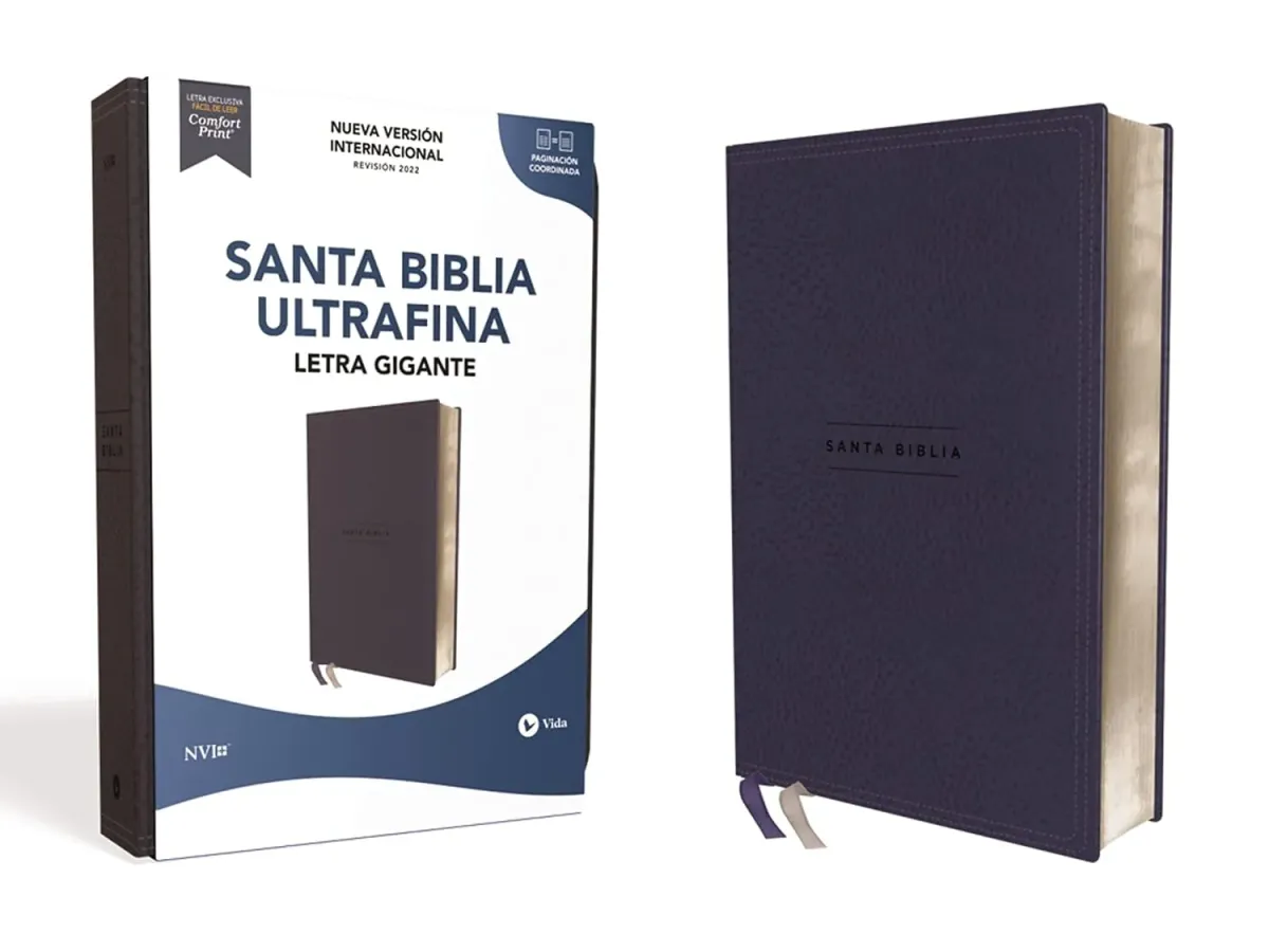 Espagnol, Bible, Nueva Version Internacional Revision 2022, très gros caractères, similicuir bleu...