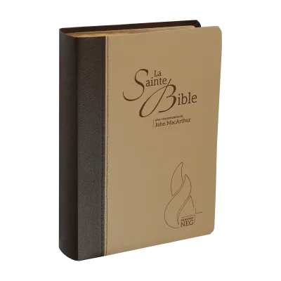 Bible d'étude Segond NEG MacArthur - couverture souple brun/beige, tranche or, onglets