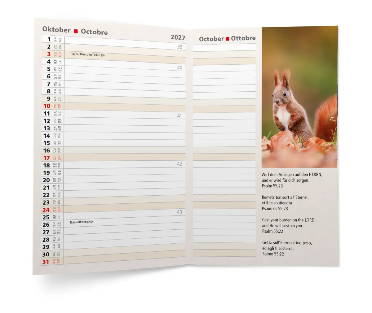 Agenda international - 4 langues