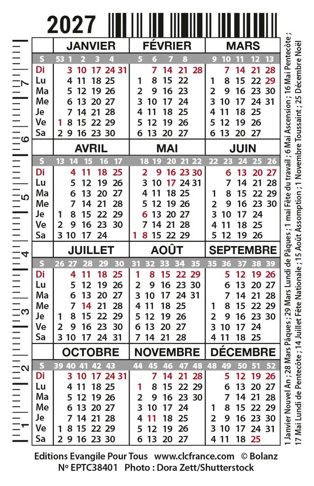 Calendrier format carte de crédit - Motif Chien (Proverbes 3.5)