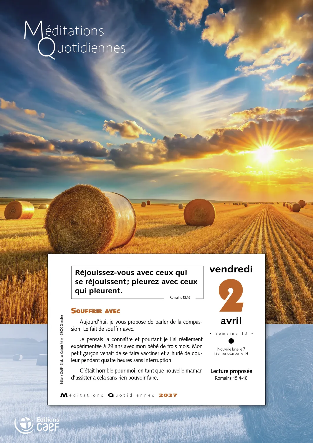 Méditations quotidiennes - calendrier éphéméride, bloc et plaque