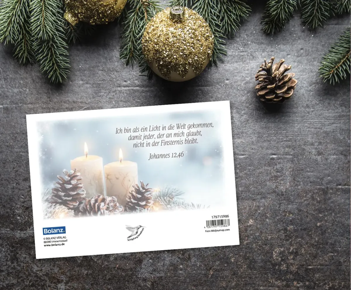 Postkarte Herzliche Weihnachtsgrüße - Johannes 12,46