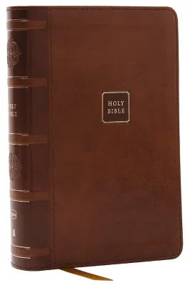 Anglais, Bible, New King James Version, compacte, similicuir brun, paroles de Jésus en rouge -...