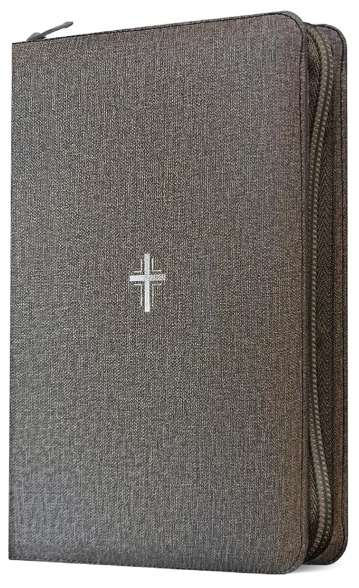 Anglais, Bible, New Living Translation, Filament Edition, similicuir gris motif croix, fermeture...