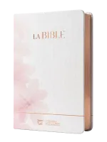 Bible S21 Confort, Souple en toile, fleurs roses, tranches or rose