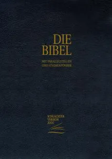 Allemand, Bible Schlachter 2000, étude, flexible, cuir de boeuf, tr. or, noir