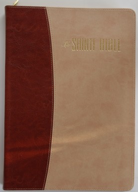 Bible Segond 1880 révisée, confort, duo brun-beige - Esaïe 55, souple, vivella, avec zipper et...