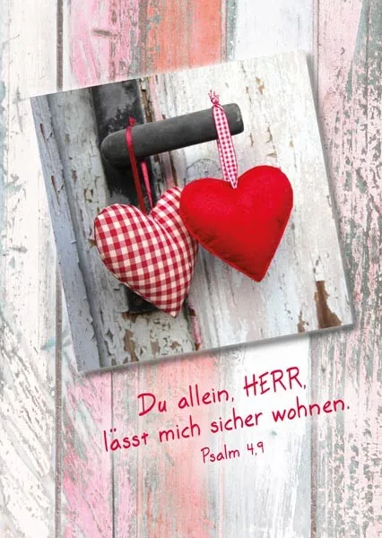 Pk Herzen an Türklinke, 12 Stück - Postkarte