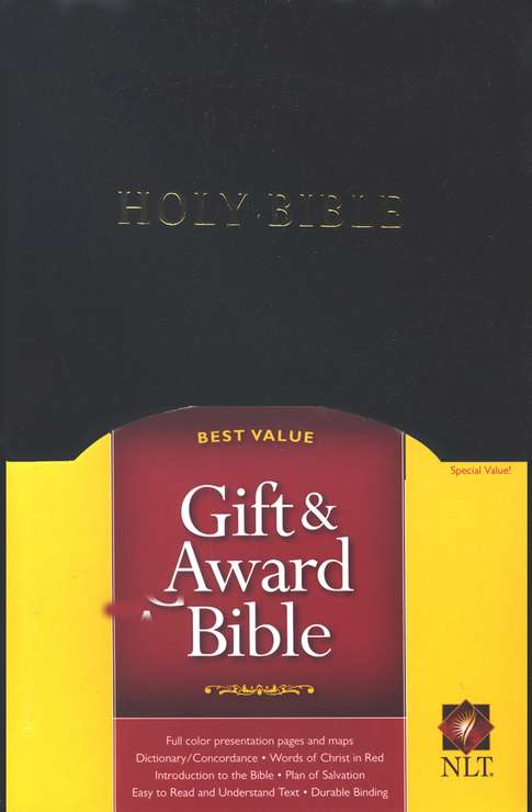 Anglais, Bible NLT, Gift & Award - similicuir, noire, tranche blanche