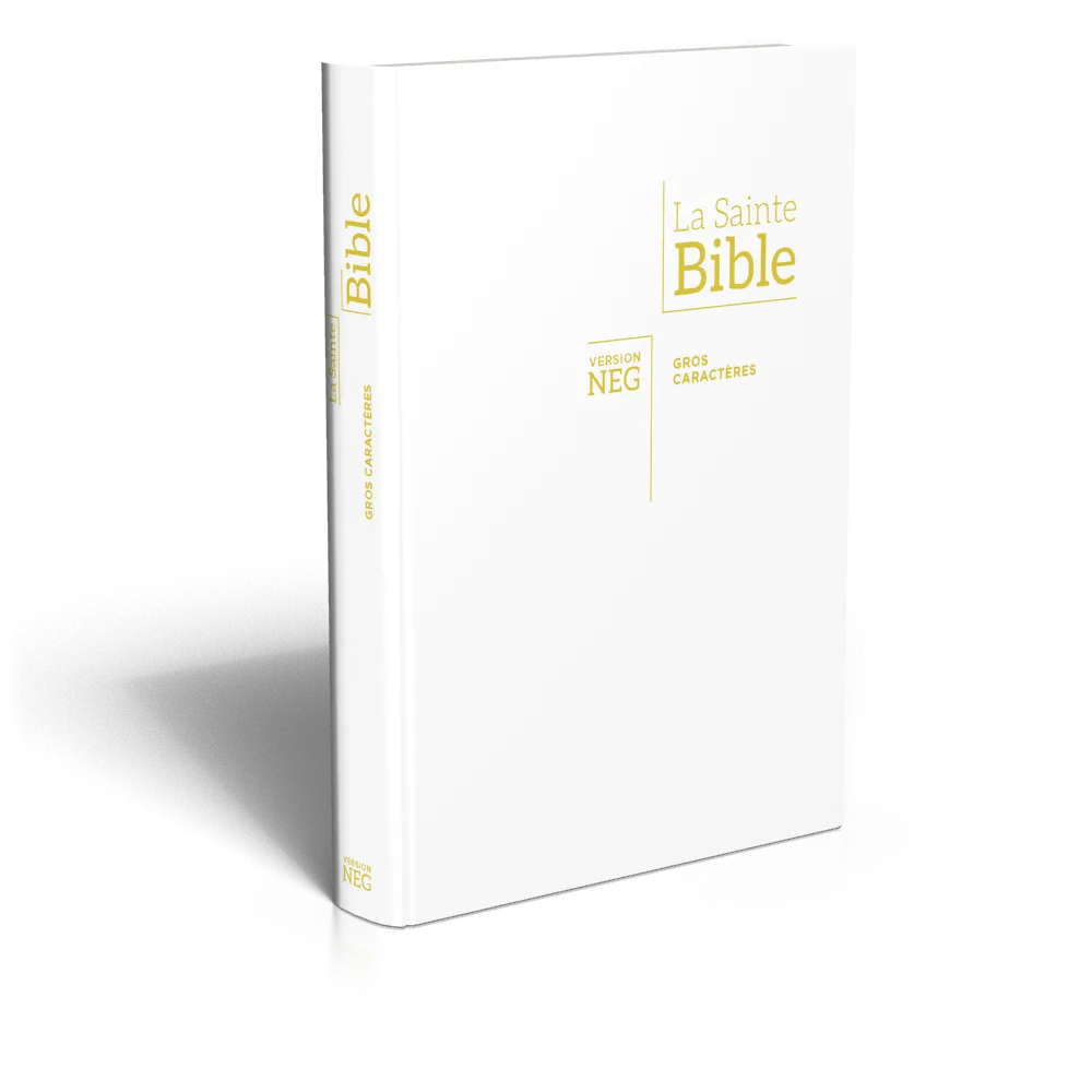 Bible Segond NEG, gros caractères, blanche - Couverture souple en Vivella, tranche or