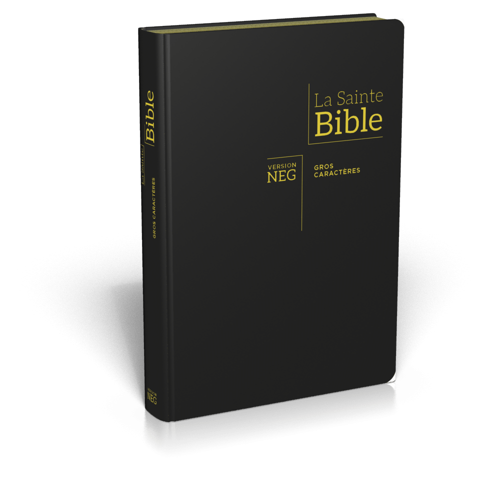 Bible Segond NEG, gros caractères, noire - Couverture souple, fibrocuir, tranche or, avec onglets