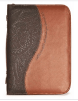 Pochette Bible cuir marron deux tons 'Call to me […]' - Jeremiah 33.3