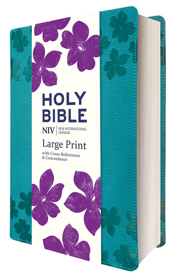 Anglais, Bible de référence New International Version, gros caractères, similicuir, turquoise...