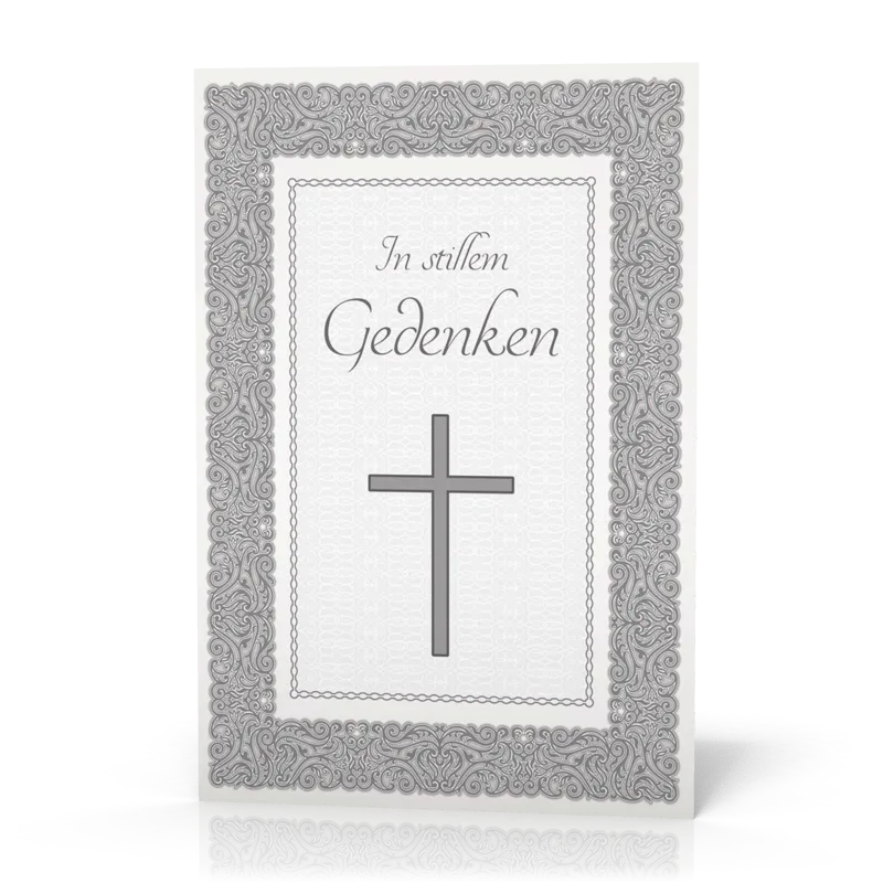 Doppelkarte Trauer Silbernes Kreuz