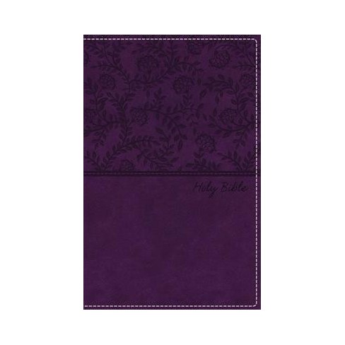 Anglais, Bible NKJV - gros caractères, vivella, violette avec feuillages, tranche argentée