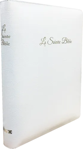 Bible Segond 1910, gros caractères, blanche - couverture souple, fibrocuir, avec zipper, tranche...