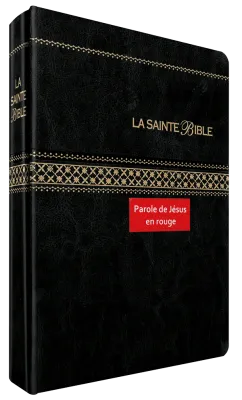 Bible Segond 1910, gros caractères, noire - couverture souple, tranche or avec onglets, paroles...