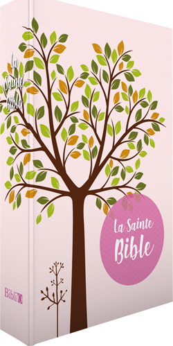 Bible Segond 1910 - compacte, rose, souple similicuir, couverture illustrée arbre, tranches or