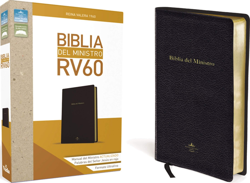 Espagnol, Bible Reina Valera 1960, Biblia del Ministro, tranche or, cuir, noire