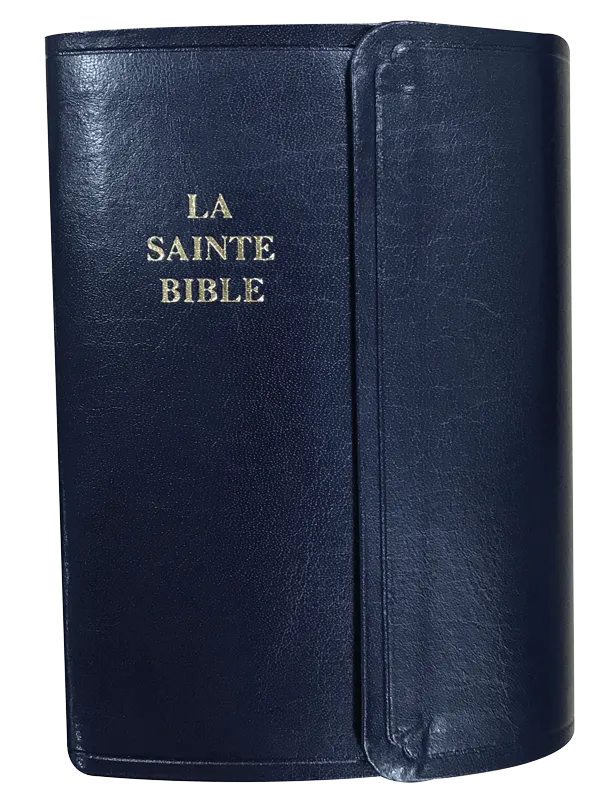 Bible Segond 1910, poche, similicuir marine, fermeture à pression