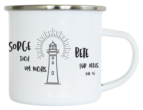 Emaille Becher Leuchtturm - Elegante Tasse