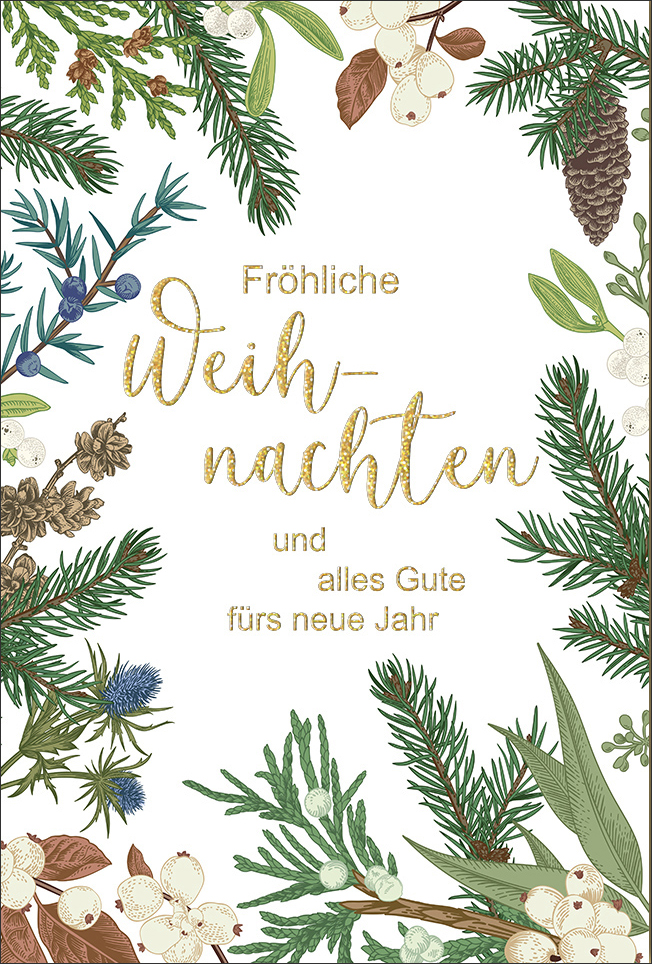 Doppelkarte Weihnachten Weihnachten Reisig und Zapfen