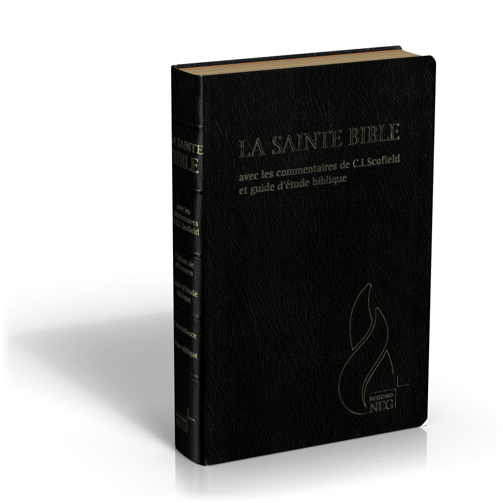 Bible d'étude Segond NEG Scofield, noire - couverture souple, fibrocuir, tranche or, avec onglets