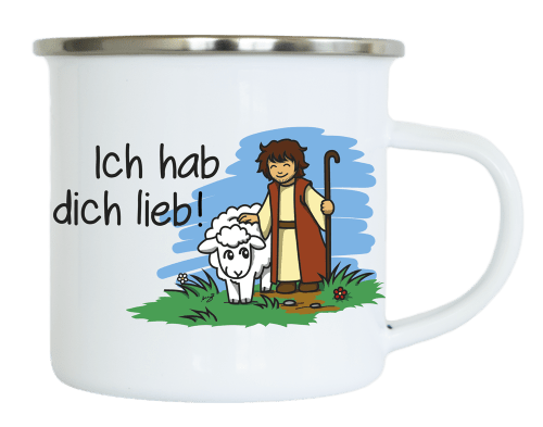 Emaille Tasse - Ich habe dich lieb! - weiss, 300ml