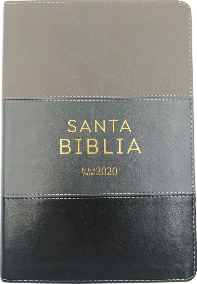Espagnol, Bible RVR 2020,gros caractères, similicuir camaïeu gris - Biblia Reina Valera 2020 Letra Grande i/piel tricolor Negro/