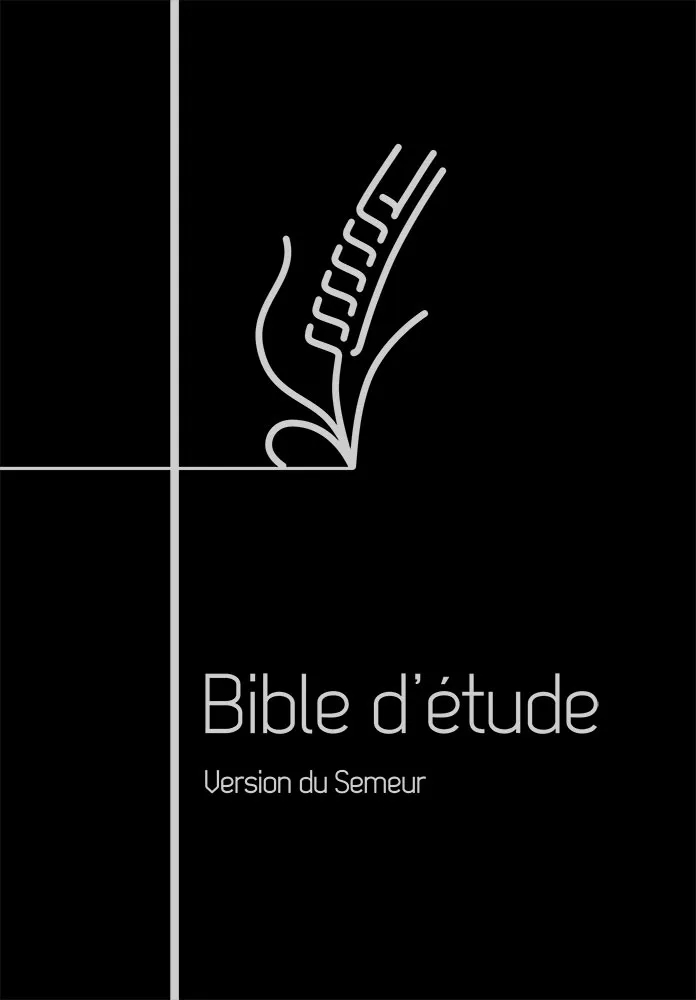 Bible d'étude Semeur 2015 - couverture noire, cuir véritable, tranche argentée, avec fermeture à...
