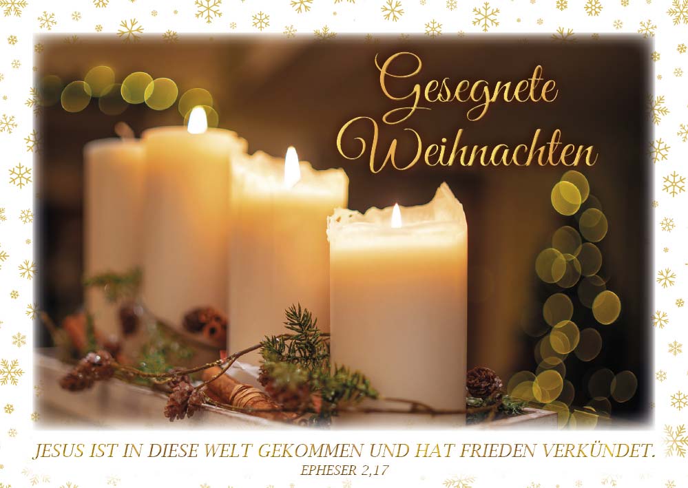 Postkarte Weihnachten Vier weisse Kerzen