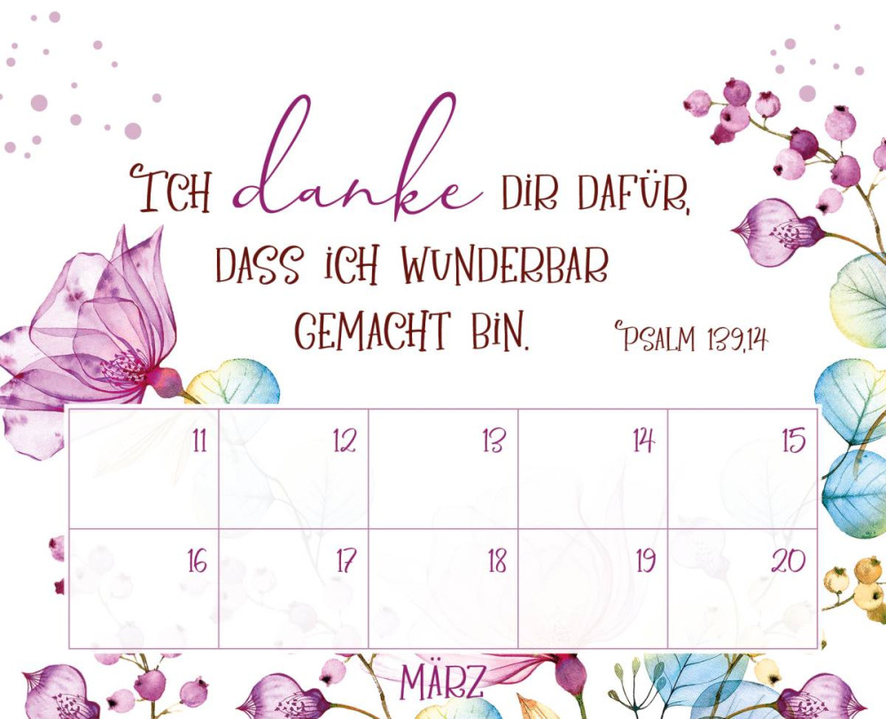 Geburtstagskalender immerwährend Gesegnet